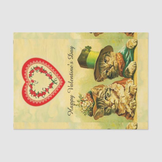 FUNNY OLD FASHION VALENTINE'S DAY CATCATS WITH HEA SEIDENPAPIER (Vorderseite)