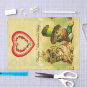 FUNNY OLD FASHION VALENTINE'S DAY CATCATS WITH HEA SEIDENPAPIER (Handwerk)