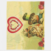 FUNNY OLD FASHION VALENTINE'S DAY CATS, Heart, Ros Fleecedecke (Vorderseite)