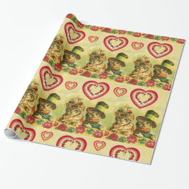 FUNNY OLD FASHION VALENTINSTAG CATS, Hearts, Rose Geschenkpapier