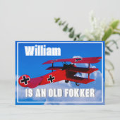 Funny Old Fokker DR1 Einladung (Stehend Vorderseite)