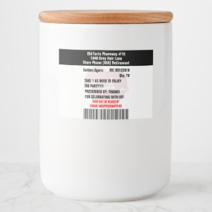 Funny Old Furzen Party Verschreibung RX Flasche Et Lebensmitteletikett