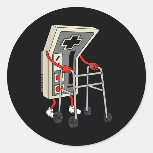 Funny Old Gamer Gaming Retro 80s 90s Video Game Ol Runder Aufkleber (Vorderseite)