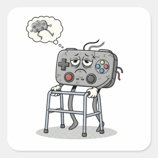 Funny Old Gamer Gaming Retro 80s 90s Video Game Quadratischer Aufkleber (Vorderseite)