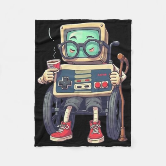 Funny Old Gamer Retro 80s 90s Video Game Controlle Fleecedecke (Vorderseite)