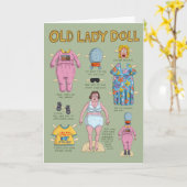 FUNNY Old Lady Paper Doll Karte (Gelbe Blume)