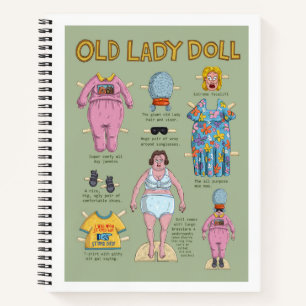 Funny Old Lady Paper Doll Notizblock