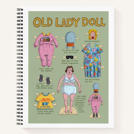 Funny Old Lady Paper Doll Notizblock (Vorderseite)