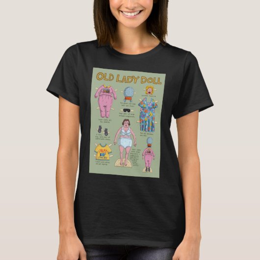 FUNNY Old Lady Paper Doll T-Shirt (Vorderseite)