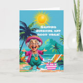 Funny Old Lady schickt Sonnenschein und gute Stimm Karte (Vorderseite)