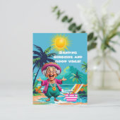Funny Old Lady schickt Sonnenschein und gute Stimm Postkarte (Stehend Vorderseite)