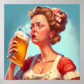 Funny Old Lady trinken ein Bier Poster (Vorne)