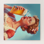 Funny Old Lady trinken ein Bier Puzzle (Horizontal)