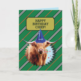 Funny Old Man Birthday Card mit Highland Cow Karte