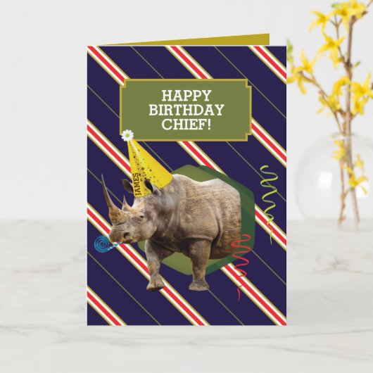 Funny Old Man Birthday Card mit Rhino Karte (Gelbe Blume)