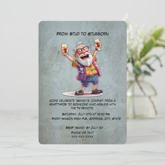 Funny Old Man Birthday - Leben des Party Einladung (Stehend Vorderseite)