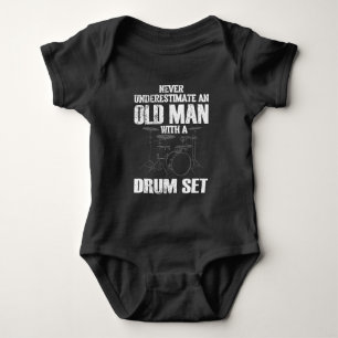 Funny Old Man Drum Set Drummer Men Drummerung Baby Strampler