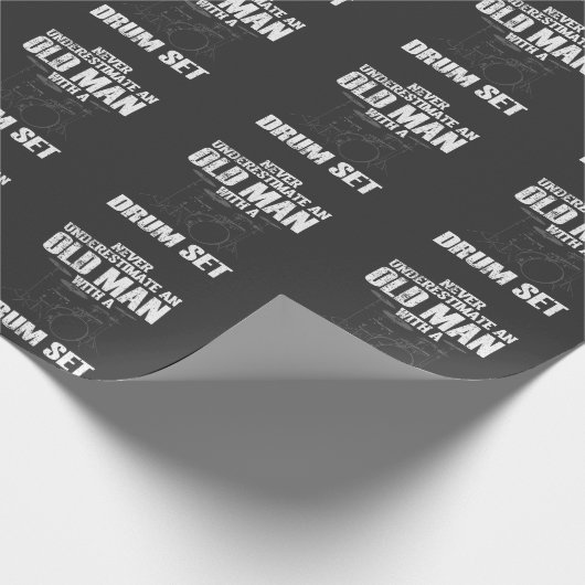 Funny Old Man Drum Set Drummer Men Drummerung Geschenkpapier (Ecke)