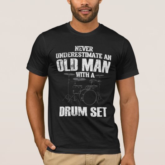 Funny Old Man Drum Set Drummer Men Drummerung T-Shirt (Vorderseite)