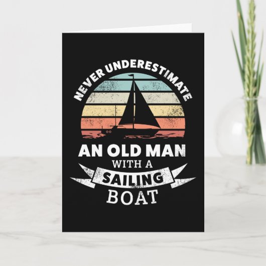 Funny Old man mit Segelboot Geschenk Karte (Vorderseite)