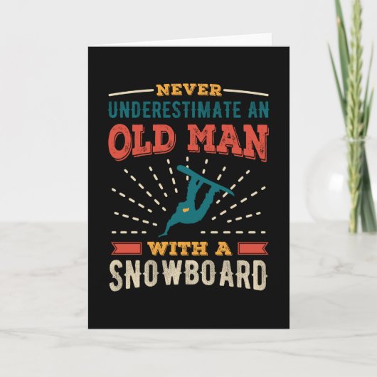 Funny Old Man mit Snowboard-Geschenk-Vater Karte (Vorderseite)
