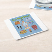 Funny Old Man Paper Doll Rechteckiger Pappuntersetzer (angewinkelt)