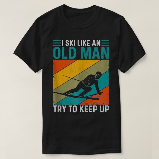 Funny Old Man Skifahren Schnee Wintersportliebhabe T-Shirt (Design vorne)