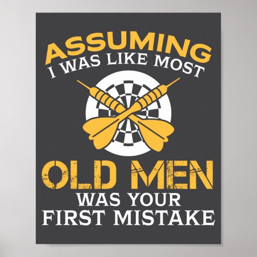 Funny Old Men Who Loves Darting Poster (Vorne)