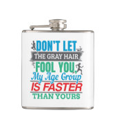 Funny Old Runner - schneller Altersgruppe Lauf Flachmann (Vorderseite)