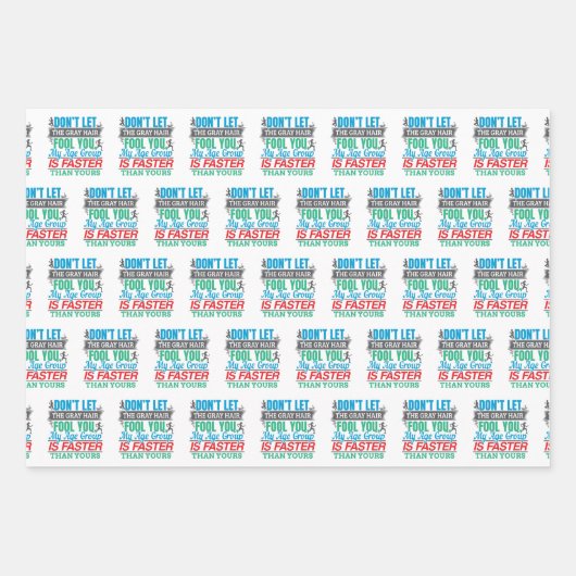 Funny Old Runner - schneller Altersgruppe Lauf Geschenkpapier Set (Vorderseite)