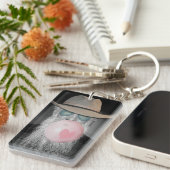 Funny Old Typ bläst blühendes Kaugummi und Herz Schlüsselanhänger (Vorderseite rechts)