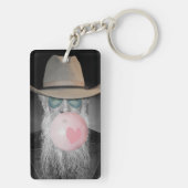 Funny Old Typ bläst blühendes Kaugummi und Herz Schlüsselanhänger (Rückseite)