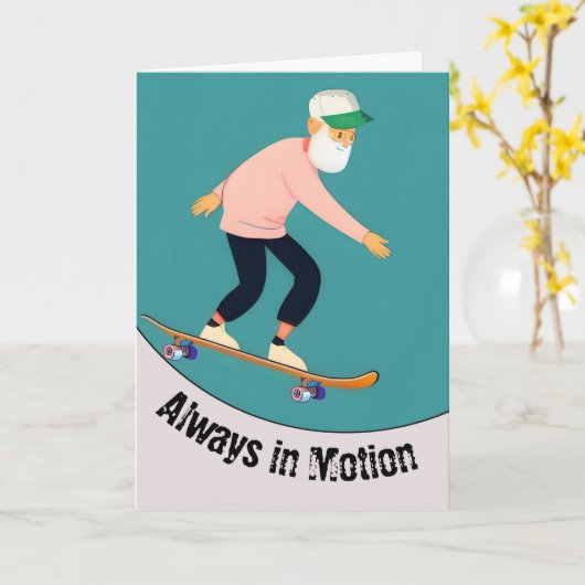Funny Old Typ Go Skate Day immer in Motion Karte (Gelbe Blume)