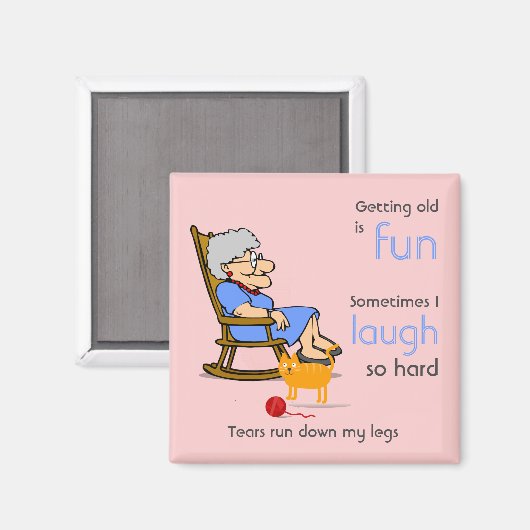 Funny Old Woman Aging Birthday Joke Magnet (Vorderseite/Rückseite)