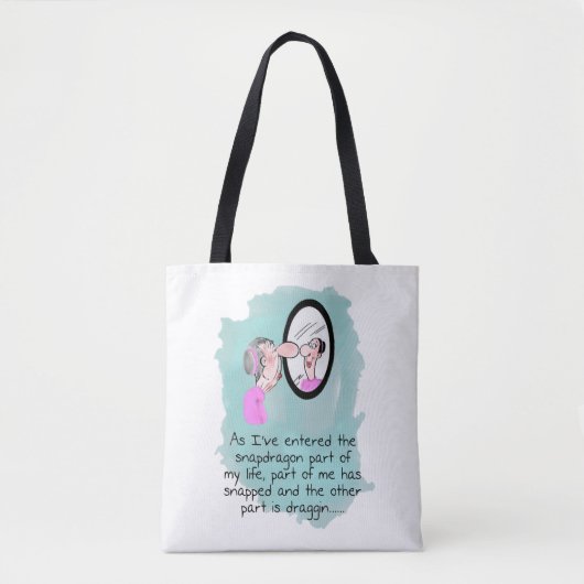 Funny Old Woman Looking Glass Tasche (Vorderseite)