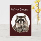 Funny Older Wiser Birthday Card Cute Raccoon Karte (Gelbe Blume)