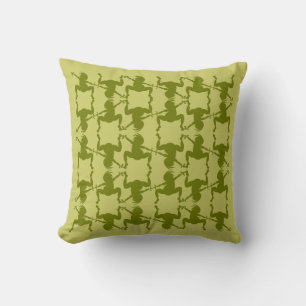 Funny Olive Green Dancing Kokopelli Kissen