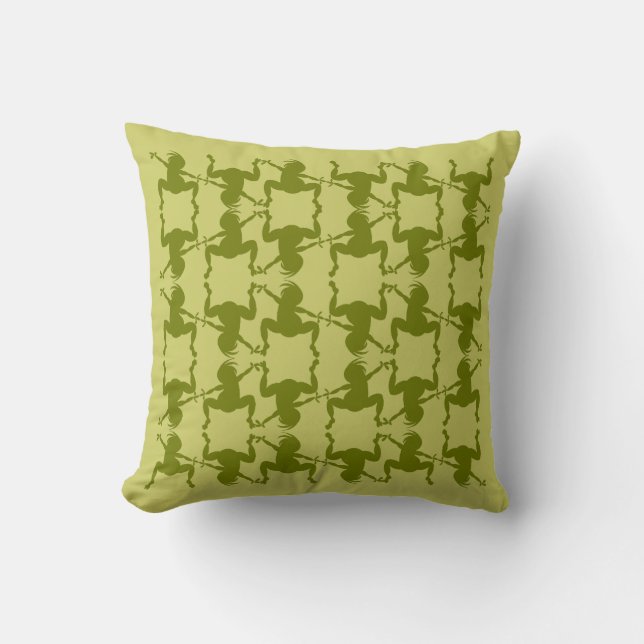 Funny Olive Green Dancing Kokopelli Kissen (Vorderseite)
