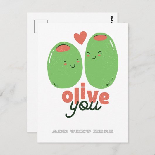Funny Olive You Feinschmecker Liebe Graphics Wordp Postkarte (Vorne/Hinten)