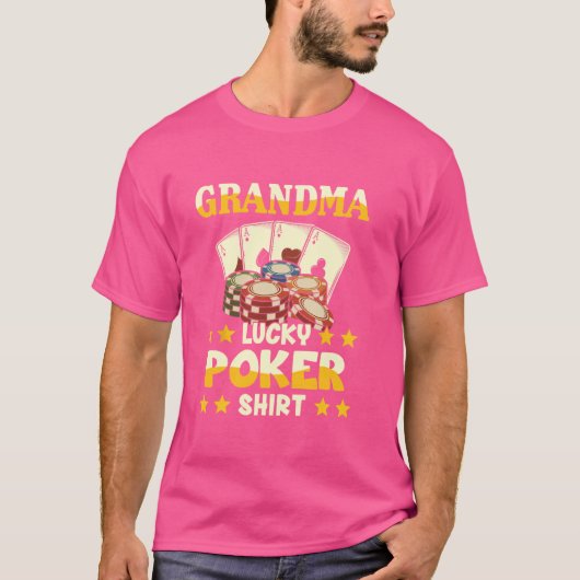 Funny Oma Lucky Poker T-Shirt für Großmutter Poke (Vorderseite)