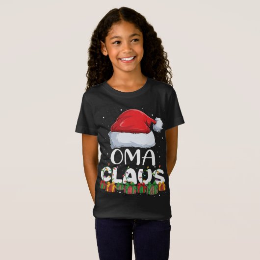 Funny Oma Santa Claus Christmas Pajamas Familienma T-Shirt (Vorne ganz)