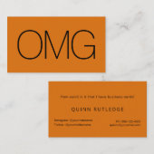 Funny OMG Young Adult Bold Orange Visitenkarte (Vorne/Hinten)