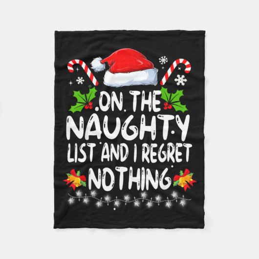 Funny On The List Of Naughty And I Regret Nothing Fleecedecke (Vorderseite)
