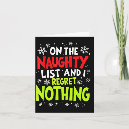 Funny On The List Of Naughty And I Regret Nothing  Karte (Vorderseite)