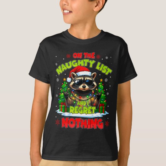 Funny On The Naughty List I Regret Nothing Christm T-Shirt (Vorderseite)