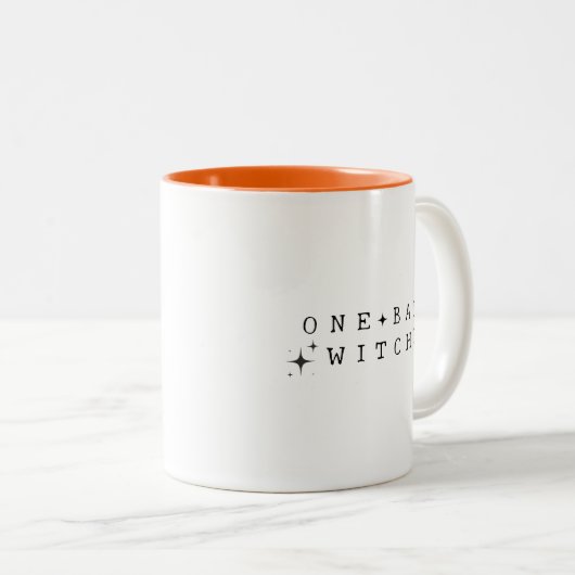 Funny One Bad Witch Modernes Halloween Zweifarbige Tasse (VorderseiteRechts)