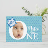 Funny One blue star Geburtstagsfeier Einladungen (Stehend Vorderseite)