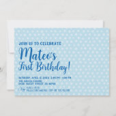 Funny One blue star Geburtstagsfeier Einladungen (Rückseite)