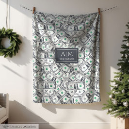 Funny One Dollar Pattern Custom Name Blanket Fleecedecke