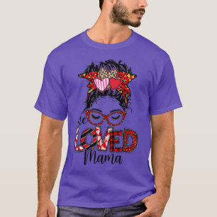 Funny One Loved Mama Messy Bun Buffalo Kariert Val T-Shirt